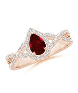 ANGARA Twist Shank Pear Ruby Ring in 14K Solid Gold ( Grade: AAAA | 0.4 Ct) - $2,397.51
