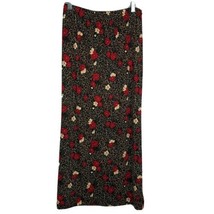 Long Floral Straight Skirt Katherine Bishop Pull On Sz PL Stretchy  Black - £10.80 GBP