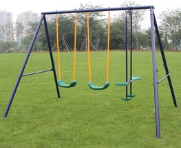 Metal Swing Set Outdoor with Glider for Kids, Toddlers, Children - £125.96 GBP
