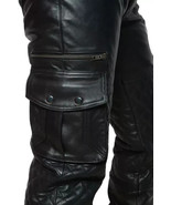 Mens Real Leather Black Pants Cargo Trousers Biker Fit Trousers Motorbik... - $2,142.09 MXN