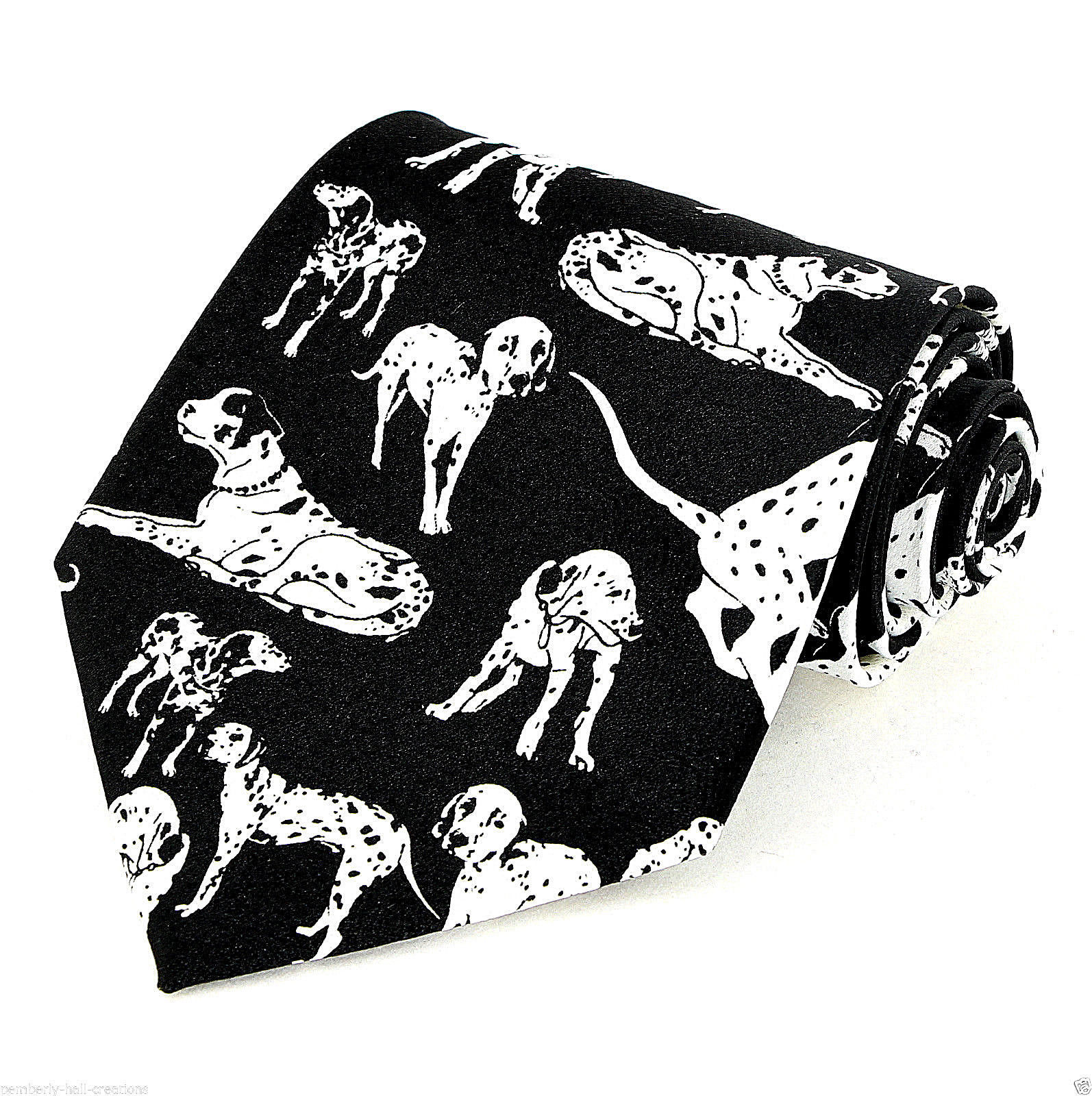 Dalmatian Profiles Mens Necktie Dog Black Neck Tie Spotted Animal Gift New - $15.79