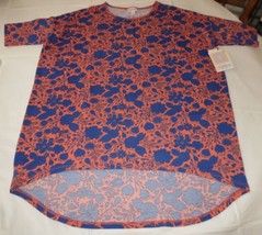 Womens LuLaRoe Beautiful Floral Print Irma Tunic shirt Medium M Coral Blue NWT - £29.25 GBP