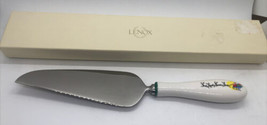 Lenox Sleighride Cake Pie Server Stainless Steel Blade Porcelain Handle W/ Box - £51.59 GBP