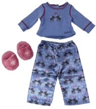 American Girl Reindeer Pajamas and Pink Fluffy Slippers - £14.90 GBP