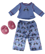 American Girl Reindeer Pajamas and Pink Fluffy Slippers - £14.93 GBP