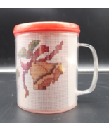 Vintage Cross-Stitch Winter Christmas Santa Bells Holiday Mug NOS Unique - $273.83 MXN
