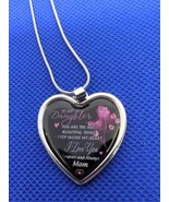 Too My Daughter Necklace Heart Pendant I Love You Mom Stainless Steel - £15.04 GBP