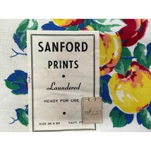 VINTAGE Kitchen TABLECLOTH 1940&#39;S 36x50 DeadStock Sanford Fruit Peaches - $88.11