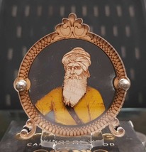 Baba Deep Singh Ji Wood Carved Photo Portrait Singh Kaur Sikh Desktop St... - £20.40 GBP