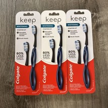 Colgate Keep Whitening Toothbrush Starter Lot of 3 Aluminum Handle + Heads - £10.38 GBP