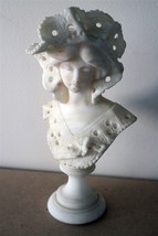 ART DECO Italian White Marble 9&quot; Female Bust Sculpture c1920 - £132.41 GBP
