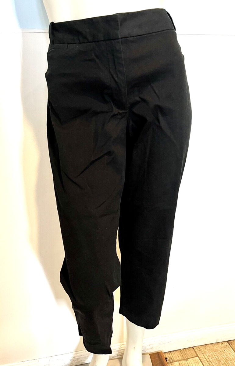 Talbots Signature Black Twill Ankle Flat Front Pants Size 12 - $18.99