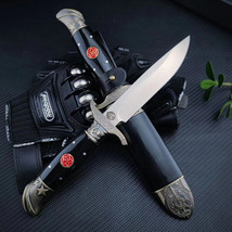 Outdoor Camping Knife Russian Finka NKVD KGB Black Fixed Blade knife With Sheath - £45.94 GBP+