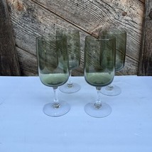Fostoria Glamour Green Crystal , Wine, Champagne, Water Goblets 7” Set Of 4 - £39.56 GBP