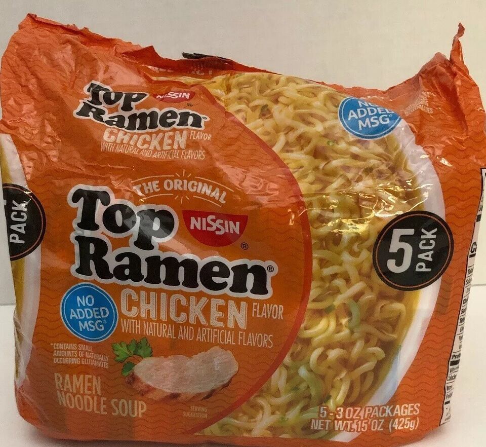 1 Ea 5 Pack Nissin Top Ramen Noodle Soup Chicken Flavor 3 Ounce Packages... - $3.84