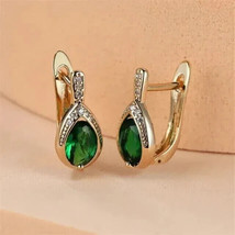 4Ct Pear Cut Simulated Green Emerald Drop Dangle Earrings 14K Yellow Gold Plated - £52.60 GBP