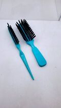 Lot of 2 Vintage Beautiful Hair Nylon Bristle Hairbrush Brush Turquoise  - $27.95
