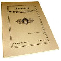 April 1939 ANNALS of Franciscan Province of Sacred Heart Holy Catholic B... - £15.72 GBP