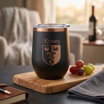 Kinney Irish Coat of Arms Stemless Wine Travel Tumbler - $27.44