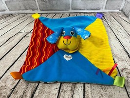 Tomy Lamaze small plush puppy dog security blanket baby lovey red blue y... - $7.91