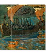 Nilolai Roerich Ships Painting Ceramic Tile Mural BTZ22990 - $160.00+