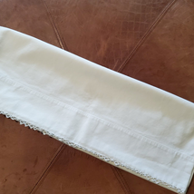 Vintage Bobbin Lace Bed Pillow Case 20x30 Inch White - $16.83