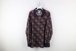 Vtg 90s Streetwear Mens Large Tall Faded Paisley Diamond Long Sleeve Rug... - $54.40