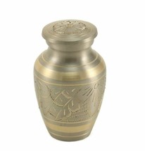 New, Brass Classic Platinum Keepsake Funeral Cremation Urn, 5 Cubic Inches - £48.10 GBP
