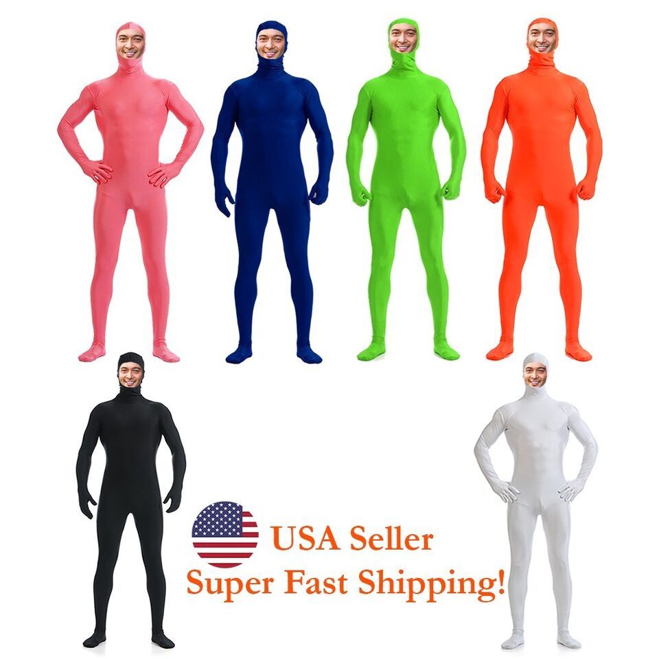 DH Zentai Suit Men's Spandex Halloween Full Body Open Face Costume
