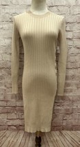 Style Mafia Free People Womens M Beige Ribbed Knit Pullover Sweater Side... - £61.79 GBP