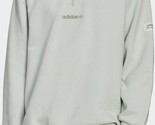 adidas Men&#39;s Trefoil Linear Quarter Zip Sweatshirt In Linen Green-L &amp; XL - £44.06 GBP
