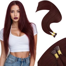 Moresoo I Tip Hair Extesnions Human Hair Burgundy Hair Extensions Itip H... - $29.69