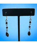 Black Bead Dangle Earrings Beaded Goth Witch Line Drop Bohemian Dainty F... - £13.22 GBP