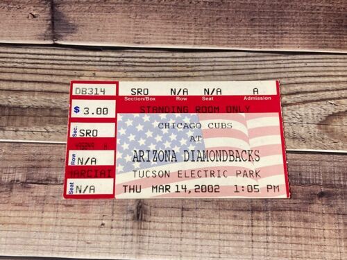 Primary image for 2002 March 14 Chicago Cubs Arizona Diamondbacks Spring Training Ticket Stub MLB