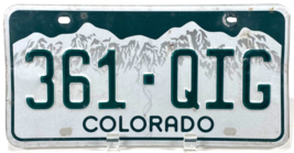 Colorado License Plate- 361-QIG -Green White Mountains-No Stickers-Expired - $7.50
