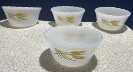 Set Of 4 Fire-King Wheat Pattern 6 Ounce Custard Cups Pattern Number 424 - £6.22 GBP