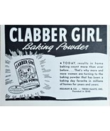 CLABBER GIRL-BAKER POWDER - 1943 Vintage Print Ad-BAKING FOOD-INDIANA-VI... - $11.94