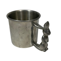 Vintage Woodbury Pewterers Child’s Cup Mug Rabbit Handle *Dent - £9.41 GBP