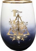 Harry Potter Deathly Hallows Logo Illustrated 16 oz Stemless Wine Glass ... - £12.95 GBP