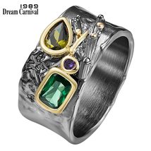 DreamCarnival1989 New Gothic Ring for Women Exotic Anniversary Jewelry Black Gol - £18.59 GBP