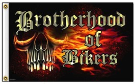 DELUXE BIKER FLAG BROTHERHOOD OF BIKERS skull FL395 3x5 bikers item skul... - $24.81 CAD