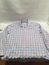 Peter Millar Men&#39;s L Shirt Blue &amp; Pink Plaid Long Sleeve Button Down Collared - £12.72 GBP