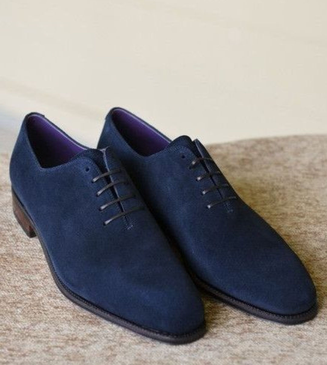 NEW Handmade Men's Navy Blue Brogue Shoes, Men's Suede Lace Up Formal Shoes