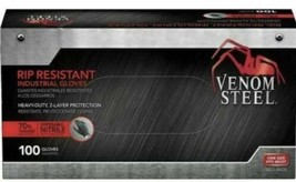 VENOM STEEL Industrial Black Rubber Gloves /One Size Fits Most Hands 100... - $21.95