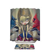 Art Painting Backyard Birds with a Fairy Friend Shower Curtain - $23.90+