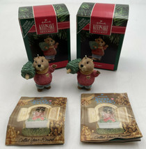 Hallmark Keepsake Ornament Yule Logger Tender Touches Beaver 1991 Lot Of 2 - £9.61 GBP