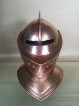 Medieval Knight European Closed Armor Helmet copper Antique Helmet Armor Costume - $175.31