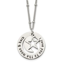 Chisel L I Love You To The Moon &amp; Back Moon Heart Pendant 20in Beaded Chain - £35.91 GBP