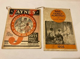 Antique 1935 Dr Jayne&#39;s Medical Almanac &amp; 1936 Rexall Family Almanac Moo... - $19.75