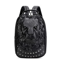 Casual 3D Lion Thick Leather Women Backpack For Female Daily Travel Fashion Wome - £61.89 GBP